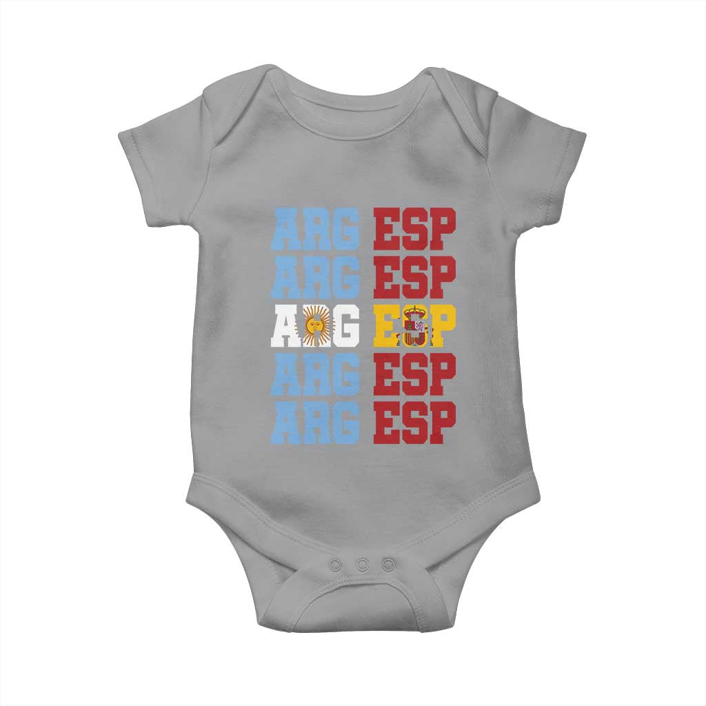 Retro ARG ESP Argentina Espana Flag Typography Graphic Baby Onesie Country Code Dual Argentine Spainish Heritage Pride
