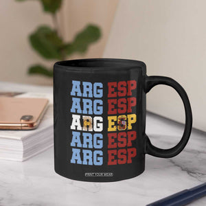 Retro ARG ESP Argentina Espana Flag Typography Graphic Coffee Mug Country Code Dual Argentine Spainish Heritage Pride