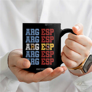 Retro ARG ESP Argentina Espana Flag Typography Graphic Coffee Mug Country Code Dual Argentine Spainish Heritage Pride