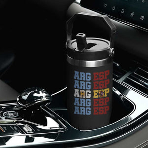 Retro ARG ESP Argentina Espana Flag Typography Graphic Flip Straw Tumbler Country Code Dual Argentine Spainish Heritage Pride