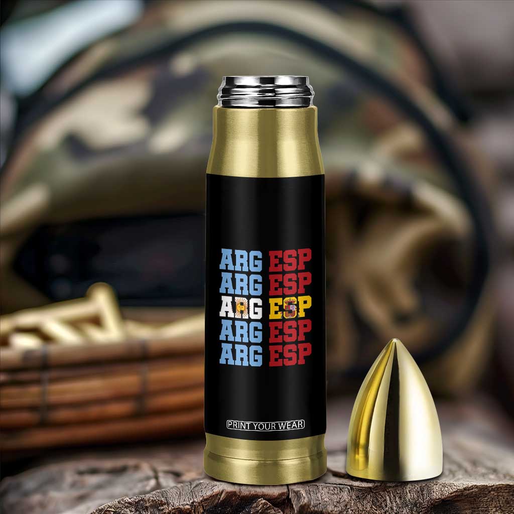 Retro ARG ESP Argentina Espana Flag Typography Graphic Bullet Tumbler Country Code Dual Argentine Spainish Heritage Pride