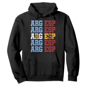 Retro ARG ESP Argentina Espana Flag Typography Graphic Hoodie Country Code Dual Argentine Spainish Heritage Pride