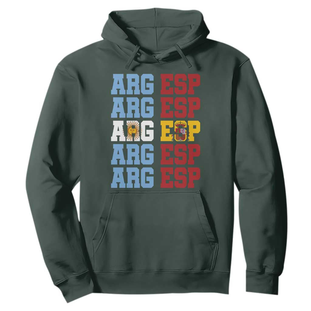 Retro ARG ESP Argentina Espana Flag Typography Graphic Hoodie Country Code Dual Argentine Spainish Heritage Pride