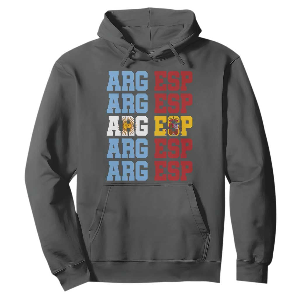Retro ARG ESP Argentina Espana Flag Typography Graphic Hoodie Country Code Dual Argentine Spainish Heritage Pride
