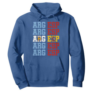 Retro ARG ESP Argentina Espana Flag Typography Graphic Hoodie Country Code Dual Argentine Spainish Heritage Pride
