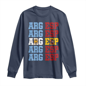 Retro ARG ESP Argentina Espana Flag Typography Graphic Long Sleeve Shirt Country Code Dual Argentine Spainish Heritage Pride