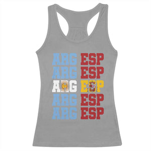 Retro ARG ESP Argentina Espana Flag Typography Graphic Racerback Tank Top Country Code Dual Argentine Spainish Heritage Pride
