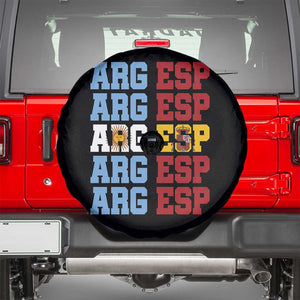 Retro ARG ESP Argentina Espana Flag Typography Graphic Spare Tire Cover Country Code Dual Argentine Spainish Heritage Pride