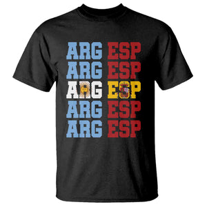 Retro ARG ESP Argentina Espana Flag Typography Graphic T Shirt Country Code Dual Argentine Spainish Heritage Pride