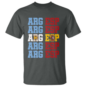 Retro ARG ESP Argentina Espana Flag Typography Graphic T Shirt Country Code Dual Argentine Spainish Heritage Pride