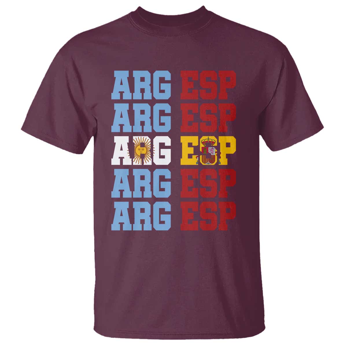 Retro ARG ESP Argentina Espana Flag Typography Graphic T Shirt Country Code Dual Argentine Spainish Heritage Pride