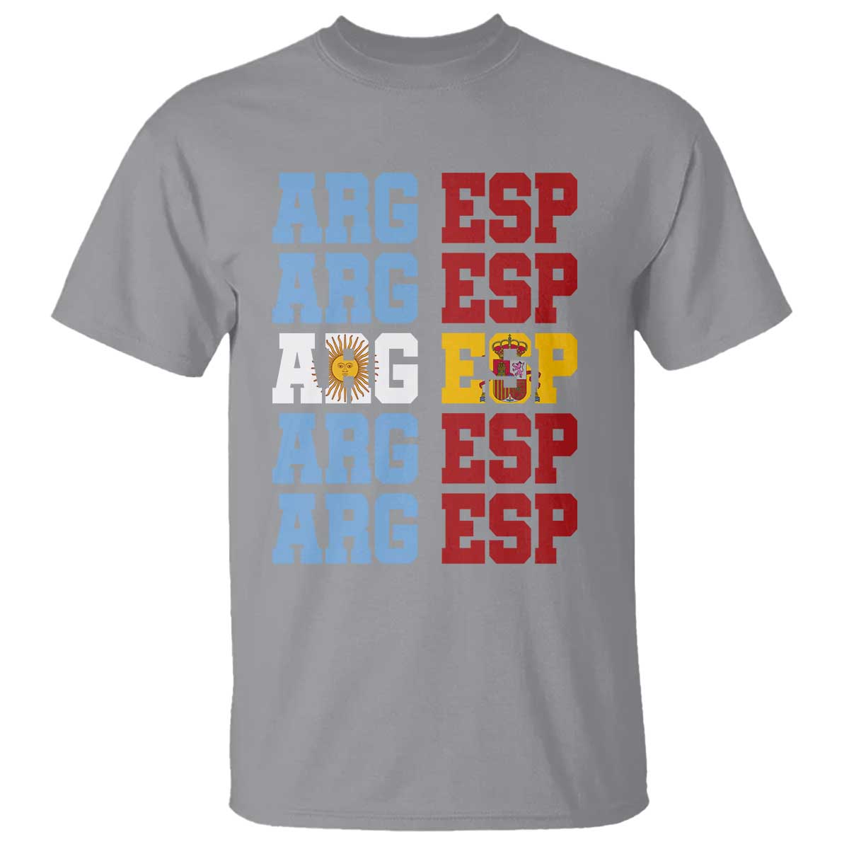 Retro ARG ESP Argentina Espana Flag Typography Graphic T Shirt Country Code Dual Argentine Spainish Heritage Pride