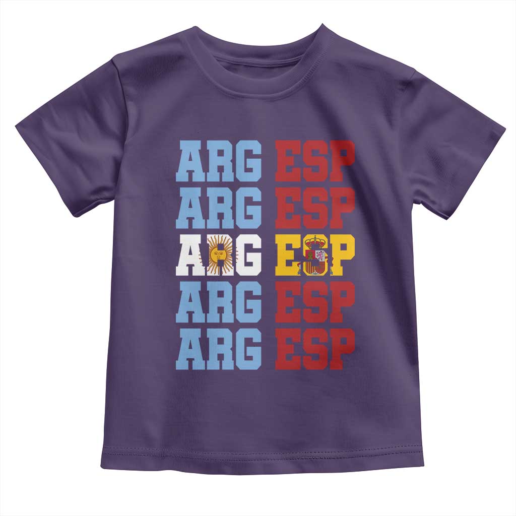 Retro ARG ESP Argentina Espana Flag Typography Graphic Toddler T Shirt Country Code Dual Argentine Spainish Heritage Pride