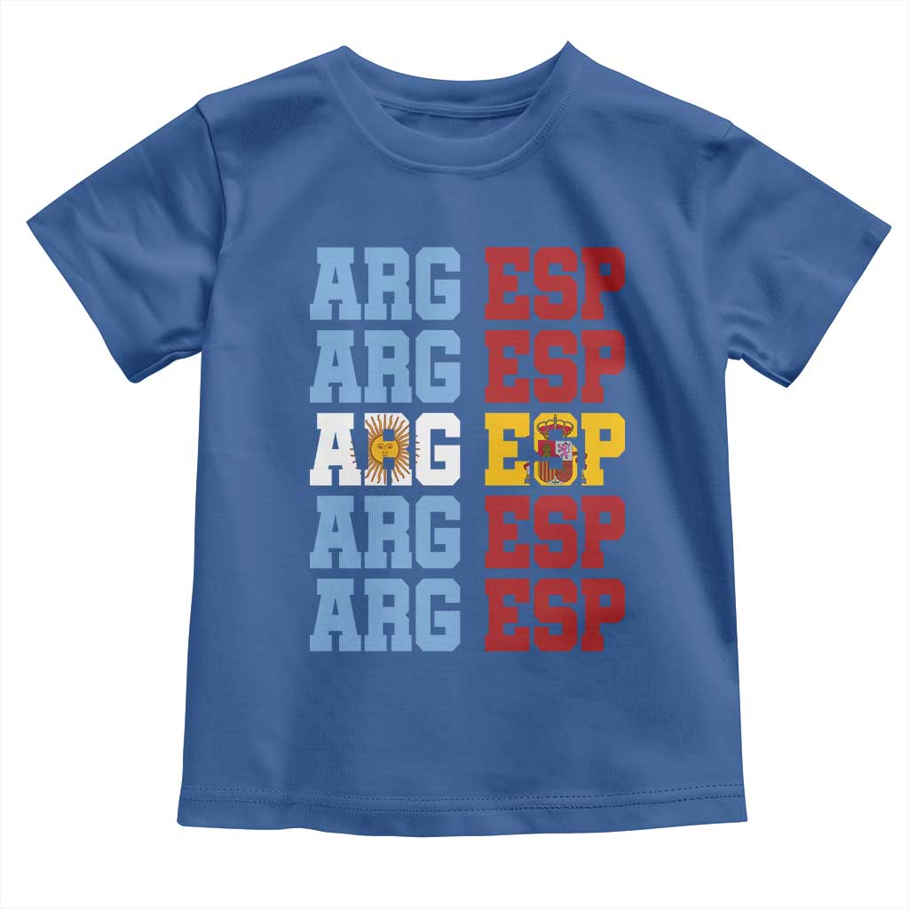 Retro ARG ESP Argentina Espana Flag Typography Graphic Toddler T Shirt Country Code Dual Argentine Spainish Heritage Pride