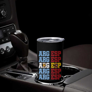 Retro ARG ESP Argentina Espana Flag Typography Graphic Tumbler Cup Country Code Dual Argentine Spainish Heritage Pride