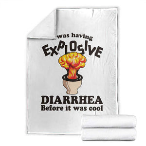 Funny Toilet Mushroom Cloud Gag Graphic Throw Blanket I Was Having Explosive Diarrhea Before It Was Cool