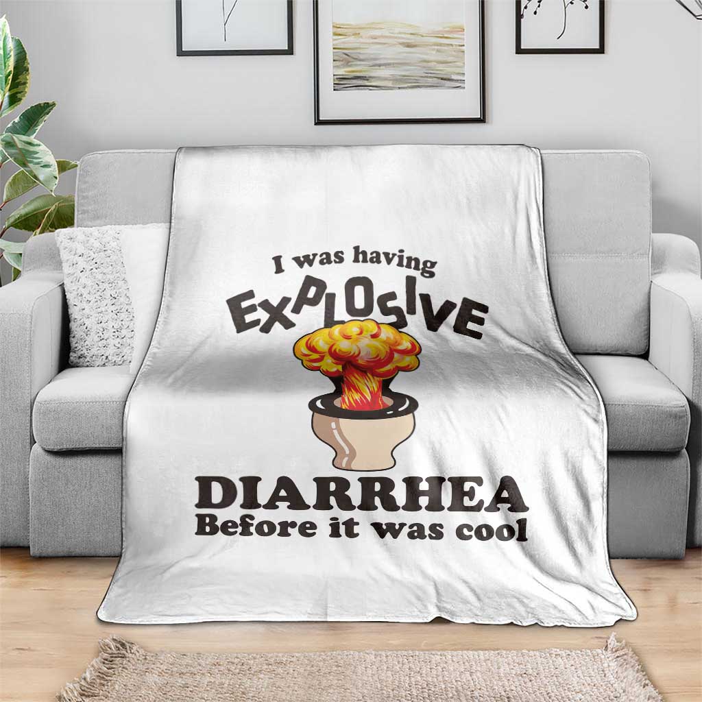 Funny Toilet Mushroom Cloud Gag Graphic Throw Blanket I Was Having Explosive Diarrhea Before It Was Cool
