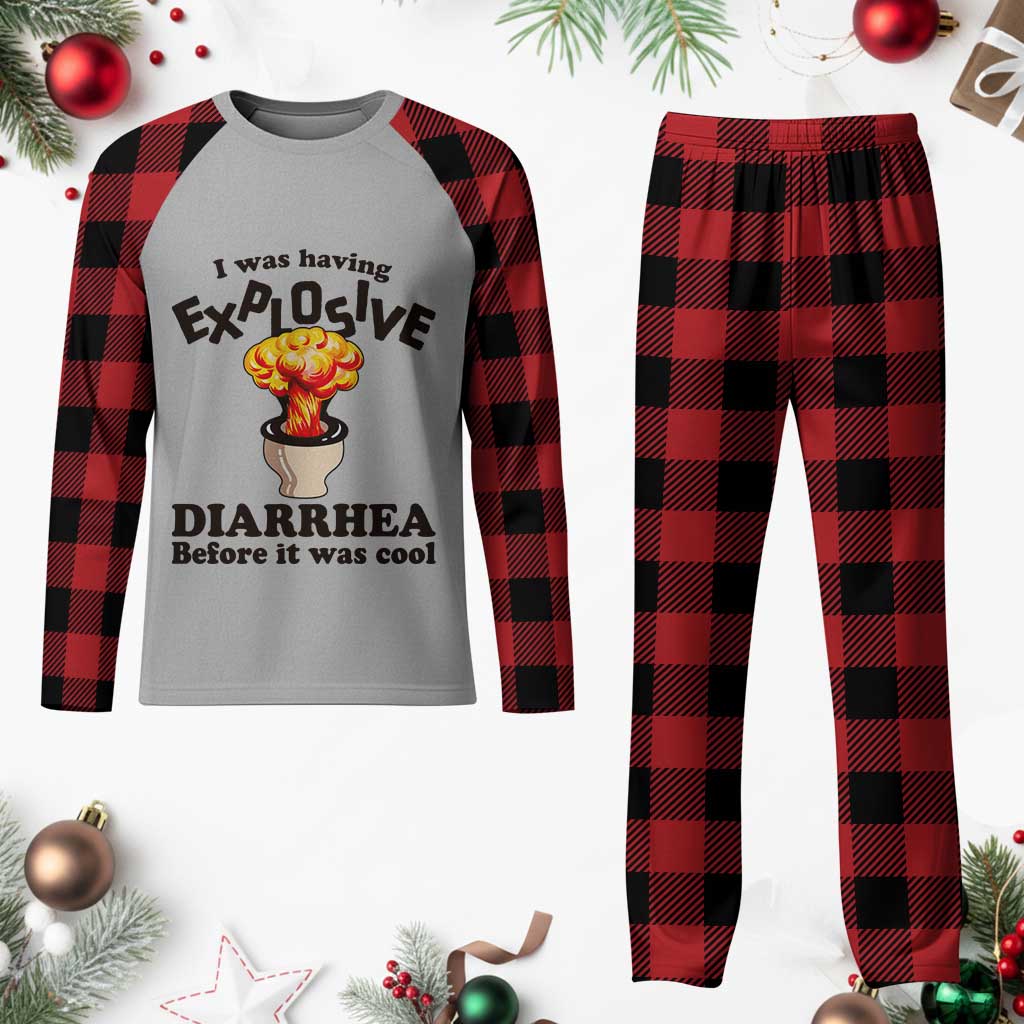 Funny Toilet Mushroom Cloud Gag Graphic Plaid Pajama Set I Was Having Explosive Diarrhea Before It Was Cool TS02 Buffalo Plaid Print Your Wear
