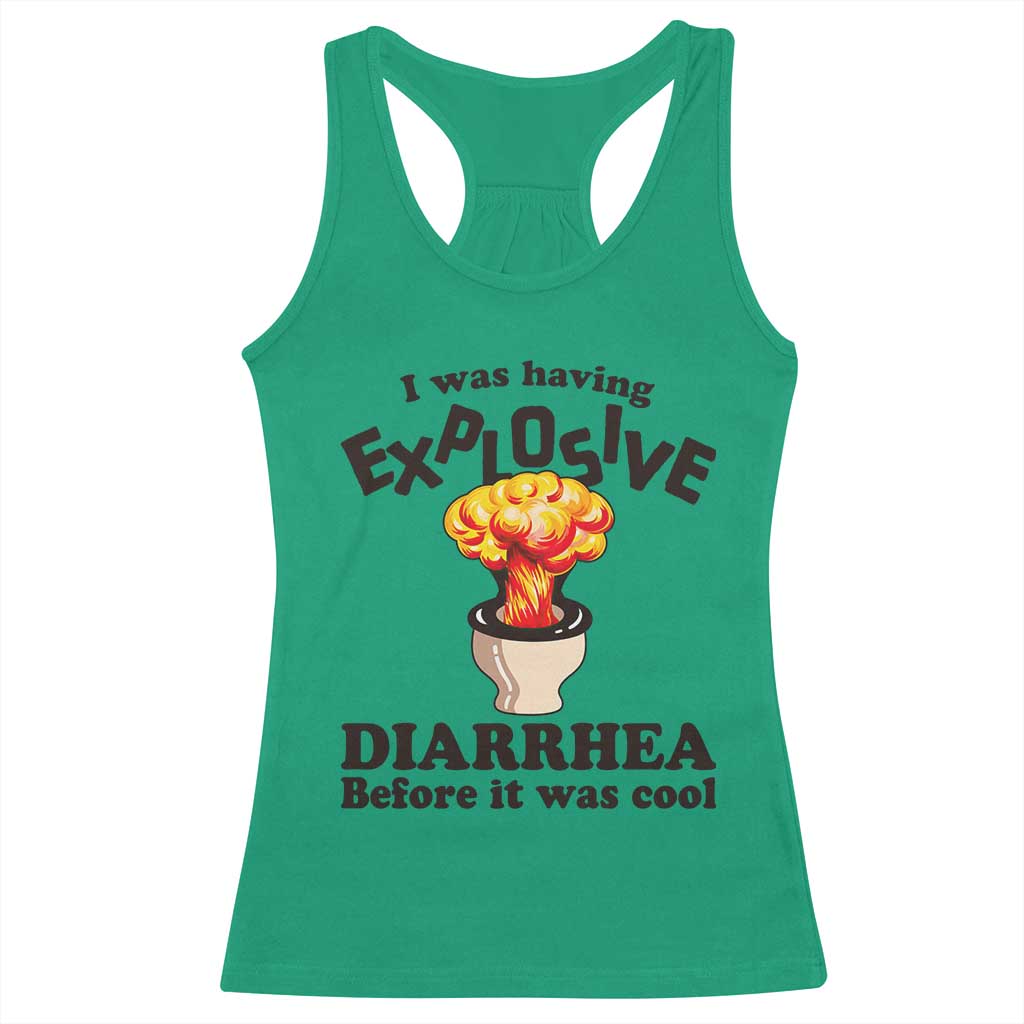 Funny Toilet Mushroom Cloud Gag Graphic Racerback Tank Top I Was Having Explosive Diarrhea Before It Was Cool