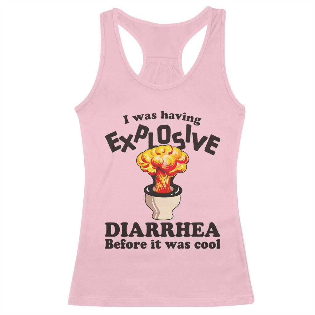 Funny Toilet Mushroom Cloud Gag Graphic Racerback Tank Top I Was Having Explosive Diarrhea Before It Was Cool