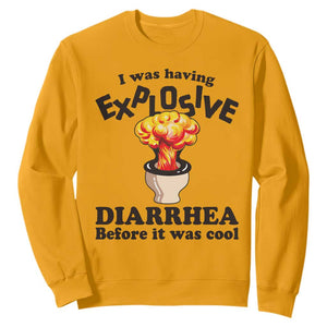 Funny Toilet Mushroom Cloud Gag Graphic Sweatshirt I Was Having Explosive Diarrhea Before It Was Cool