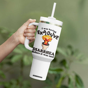 Funny Toilet Mushroom Cloud Gag Graphic Tumbler With Handle I Was Having Explosive Diarrhea Before It Was Cool