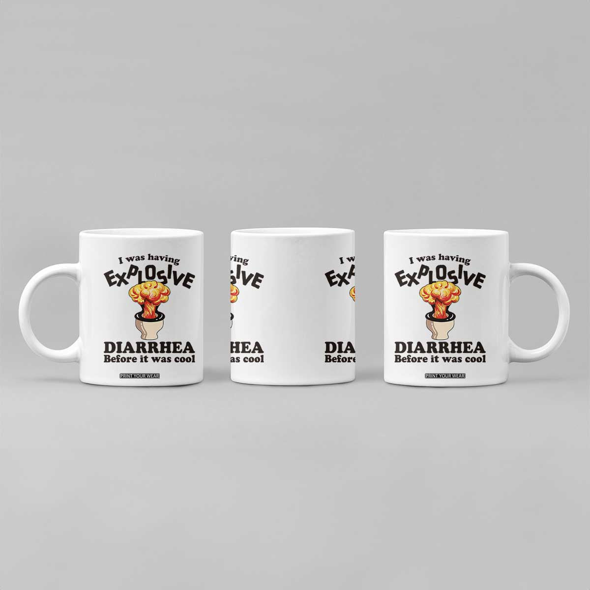 Funny Toilet Mushroom Cloud Gag Graphic Coffee Mug I Was Having Explosive Diarrhea Before It Was Cool
