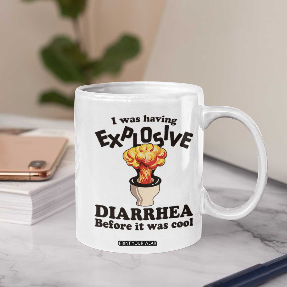 Funny Toilet Mushroom Cloud Gag Graphic Coffee Mug I Was Having Explosive Diarrhea Before It Was Cool