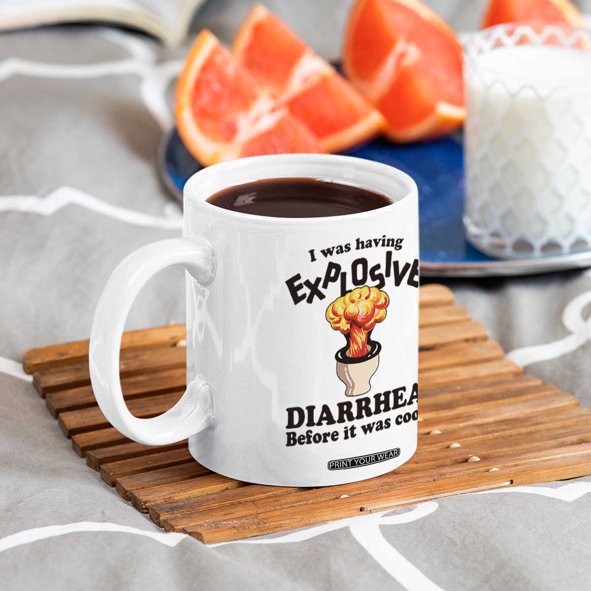 Funny Toilet Mushroom Cloud Gag Graphic Coffee Mug I Was Having Explosive Diarrhea Before It Was Cool