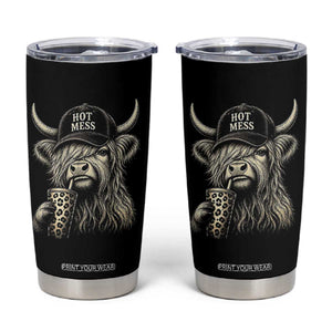 Hot Mess Highland Cow Sipping Iced Coffee Meme Tumbler Cup Funny Sarcastic Everyday Life Country Western Style