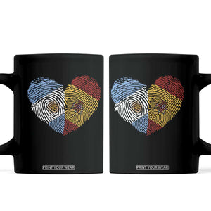 Argentina Spain Flag Mixed Roots Fingerprint Heart Graphic Coffee Mug Argentine Spanish Dual Heritage Hispanic Pride Match Day TS02 Black Print Your Wear