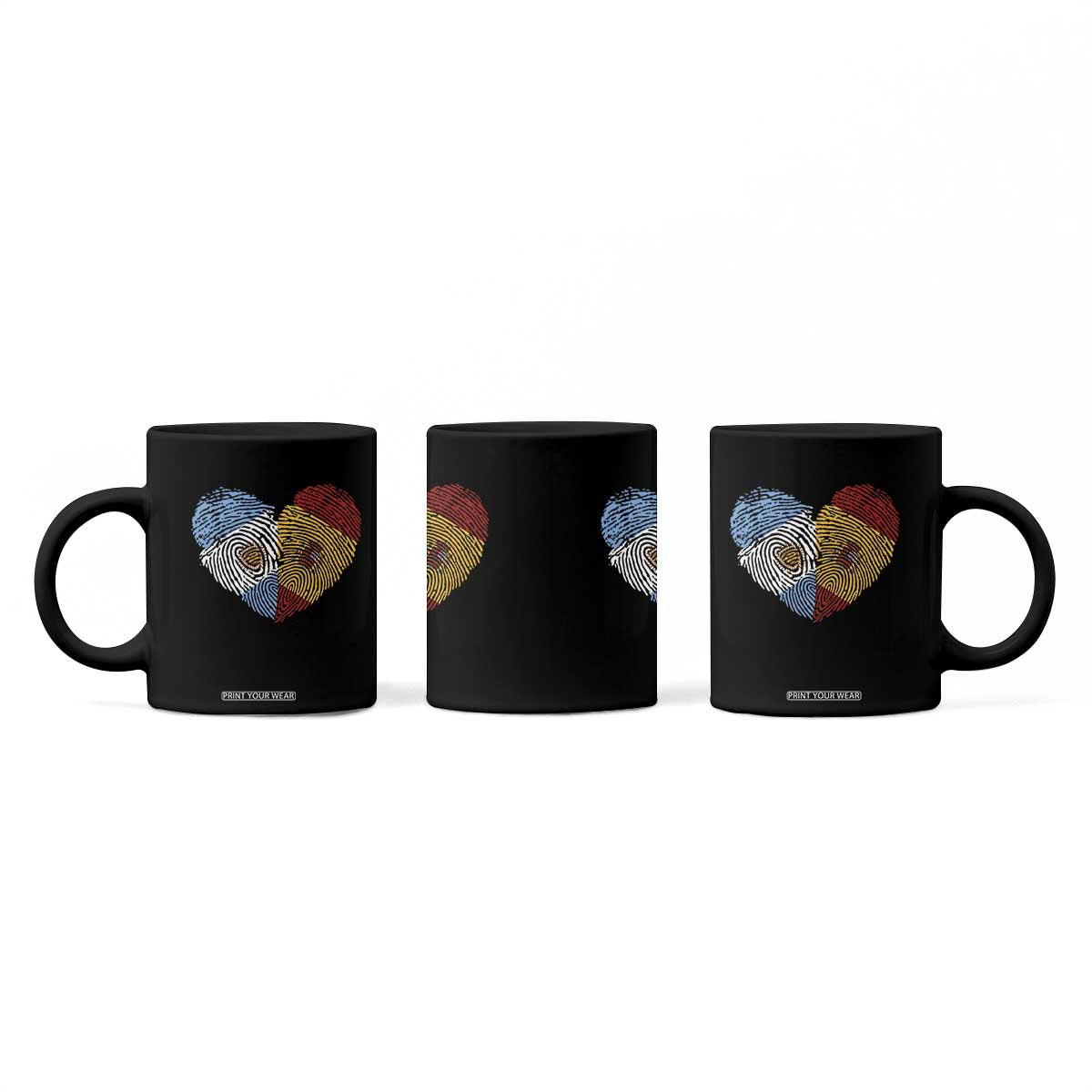Argentina Spain Flag Mixed Roots Fingerprint Heart Graphic Coffee Mug Argentine Spanish Dual Heritage Hispanic Pride Match Day TS02 Print Your Wear