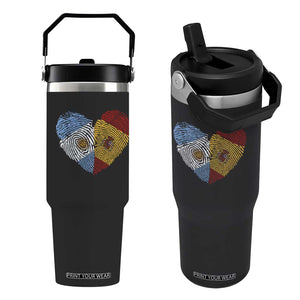 Argentina Spain Flag Mixed Roots Fingerprint Heart Graphic Flip Straw Tumbler Argentine Spanish Dual Heritage Hispanic Pride Match Day TS02 One Size: 30 oz Black Print Your Wear