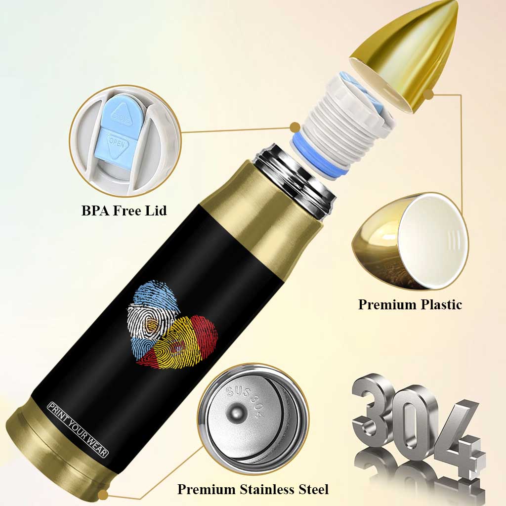 Argentina Spain Flag Mixed Roots Fingerprint Heart Graphic Bullet Tumbler Argentine Spanish Dual Heritage Hispanic Pride Match Day TS02 Print Your Wear