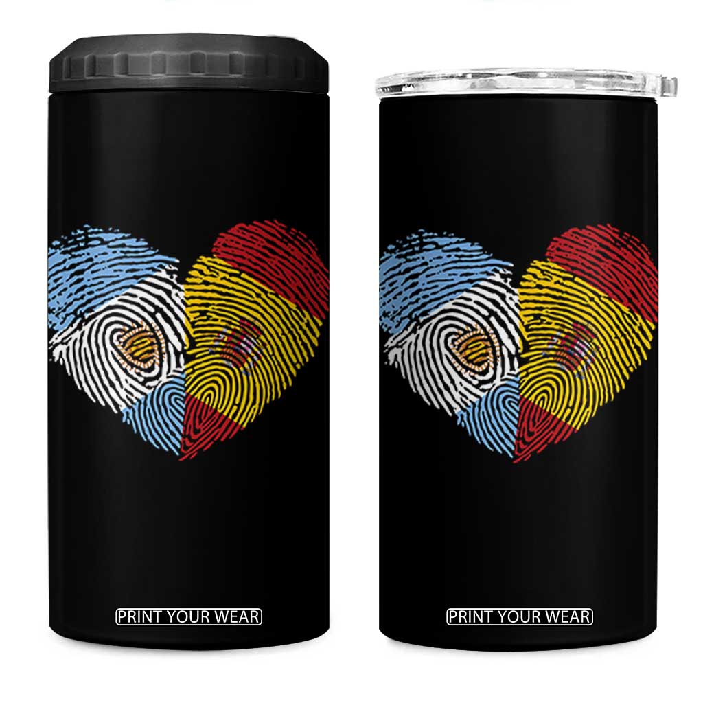 Argentina Spain Flag Mixed Roots Fingerprint Heart Graphic 4 in 1 Can Cooler Tumbler Argentine Spanish Dual Heritage Hispanic Pride Match Day TS02 One Size: 16 oz Black Print Your Wear