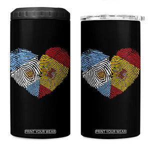 Argentina Spain Flag Mixed Roots Fingerprint Heart Graphic 4 in 1 Can Cooler Tumbler Argentine Spanish Dual Heritage Hispanic Pride Match Day TS02 One Size: 16 oz Black Print Your Wear