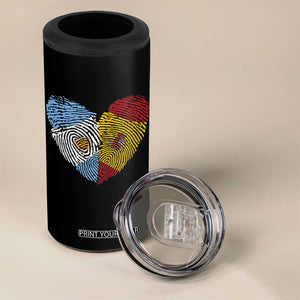 Argentina Spain Flag Mixed Roots Fingerprint Heart Graphic 4 in 1 Can Cooler Tumbler Argentine Spanish Dual Heritage Hispanic Pride Match Day TS02 Print Your Wear