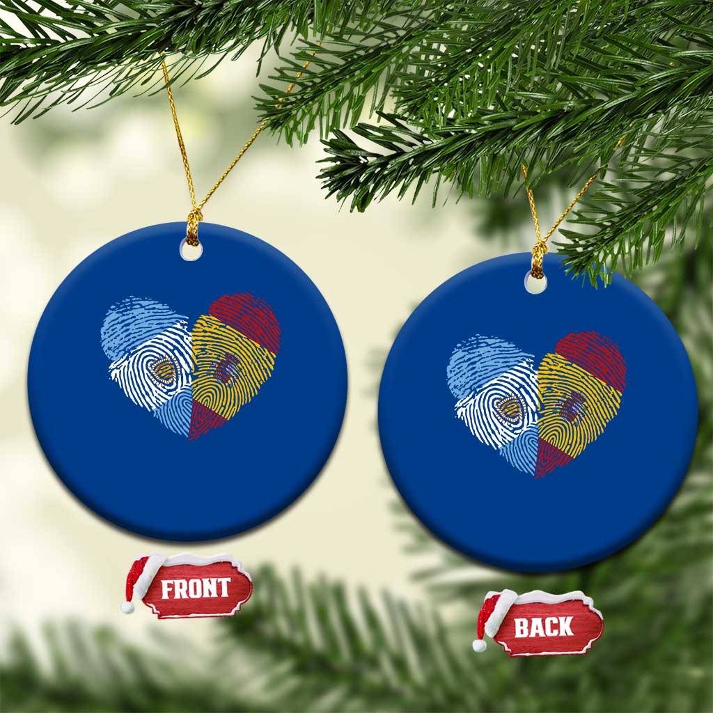 Argentina Spain Flag Mixed Roots Fingerprint Heart Graphic Ceramic Ornament Argentine Spanish Dual Heritage Hispanic Pride Match Day TS02 1pc Blue Print Your Wear