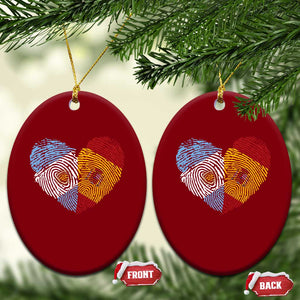 Argentina Spain Flag Mixed Roots Fingerprint Heart Graphic Ceramic Ornament Argentine Spanish Dual Heritage Hispanic Pride Match Day TS02 Print Your Wear