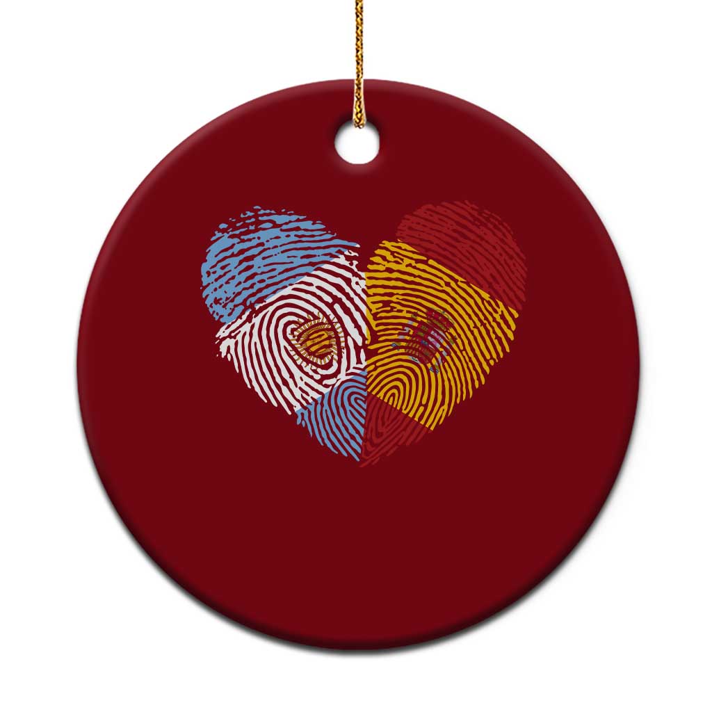 Argentina Spain Flag Mixed Roots Fingerprint Heart Graphic Ceramic Ornament Argentine Spanish Dual Heritage Hispanic Pride Match Day TS02 1pc Red Print Your Wear