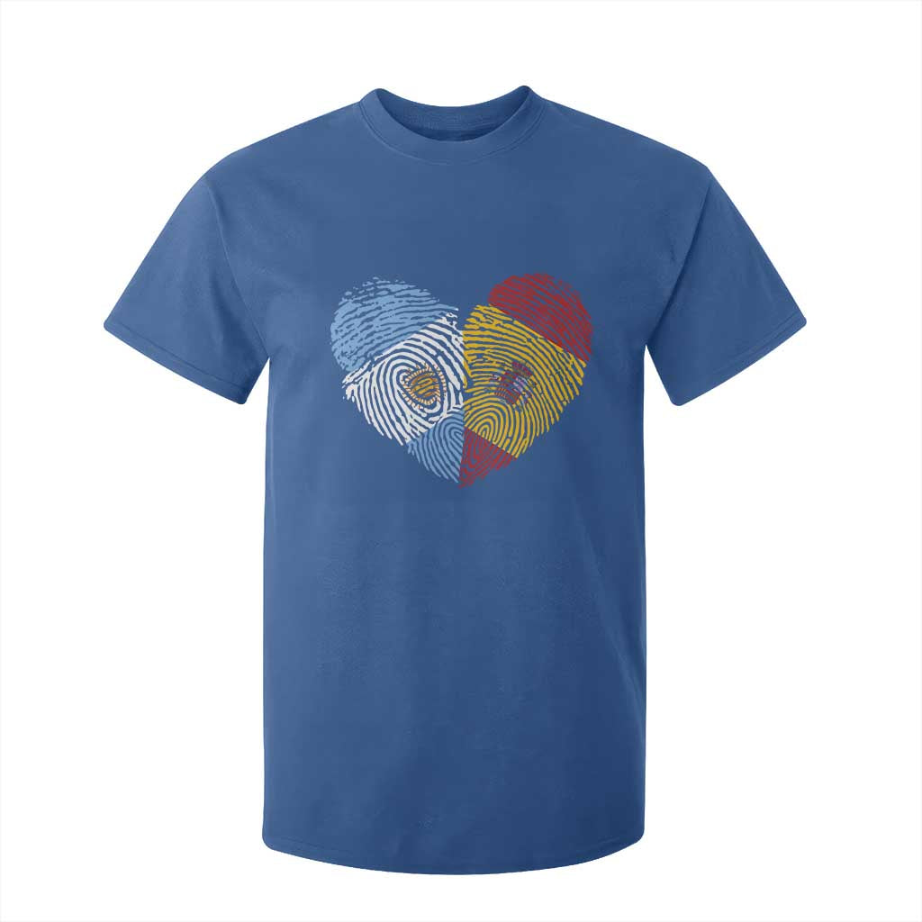 Argentina Spain Flag Mixed Roots Fingerprint Heart Graphic T Shirt For Kid Argentine Spanish Dual Heritage Hispanic Pride Match Day