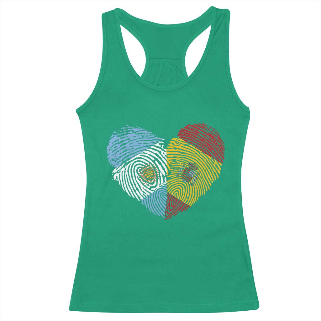 Argentina Spain Flag Mixed Roots Fingerprint Heart Graphic Racerback Tank Top Argentine Spanish Dual Heritage Hispanic Pride Match Day TS02 Irish Green Print Your Wear