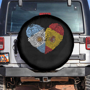 Argentina Spain Flag Mixed Roots Fingerprint Heart Graphic Spare Tire Cover Argentine Spanish Dual Heritage Hispanic Pride Match Day TS02 No hole Black Print Your Wear