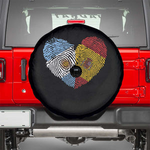 Argentina Spain Flag Mixed Roots Fingerprint Heart Graphic Spare Tire Cover Argentine Spanish Dual Heritage Hispanic Pride Match Day TS02 Black Print Your Wear