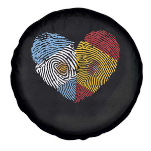 Argentina Spain Flag Mixed Roots Fingerprint Heart Graphic Spare Tire Cover Argentine Spanish Dual Heritage Hispanic Pride Match Day TS02 Print Your Wear