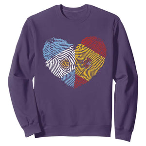 Argentina Spain Flag Mixed Roots Fingerprint Heart Graphic Sweatshirt Argentine Spanish Dual Heritage Hispanic Pride Match Day