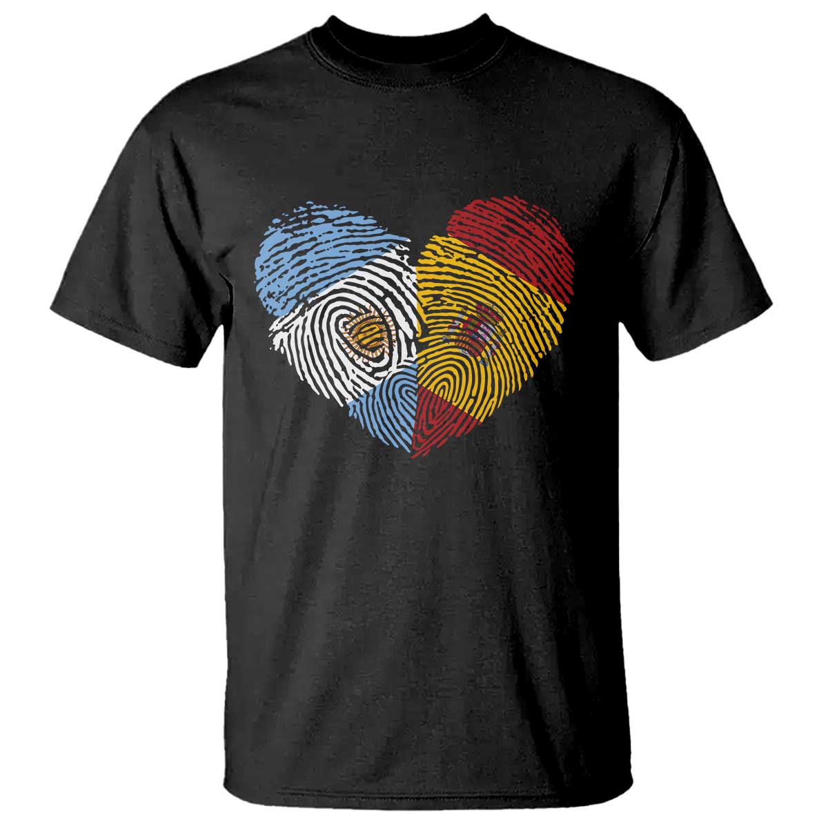 Argentina Spain Flag Mixed Roots Fingerprint Heart Graphic T Shirt Argentine Spanish Dual Heritage Hispanic Pride Match Day