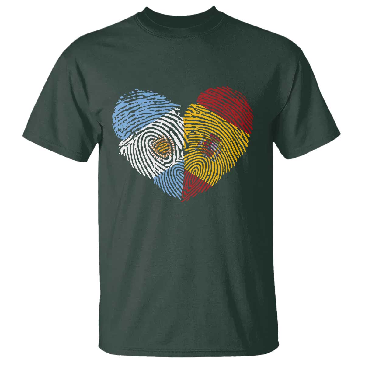 Argentina Spain Flag Mixed Roots Fingerprint Heart Graphic T Shirt Argentine Spanish Dual Heritage Hispanic Pride Match Day