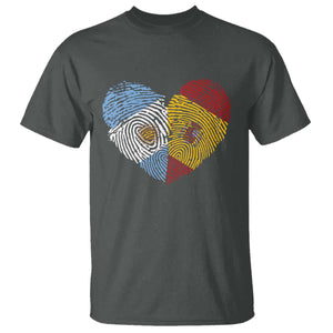 Argentina Spain Flag Mixed Roots Fingerprint Heart Graphic T Shirt Argentine Spanish Dual Heritage Hispanic Pride Match Day