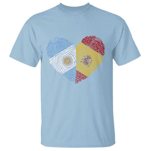 Argentina Spain Flag Mixed Roots Fingerprint Heart Graphic T Shirt Argentine Spanish Dual Heritage Hispanic Pride Match Day